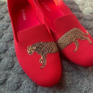 Vivaia Audrey Stretch Knit Cheetah Loafers